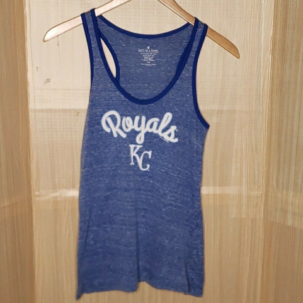 Soft As A Grape Womens Kansas City Royals Blue Heathered Tank Top Medium